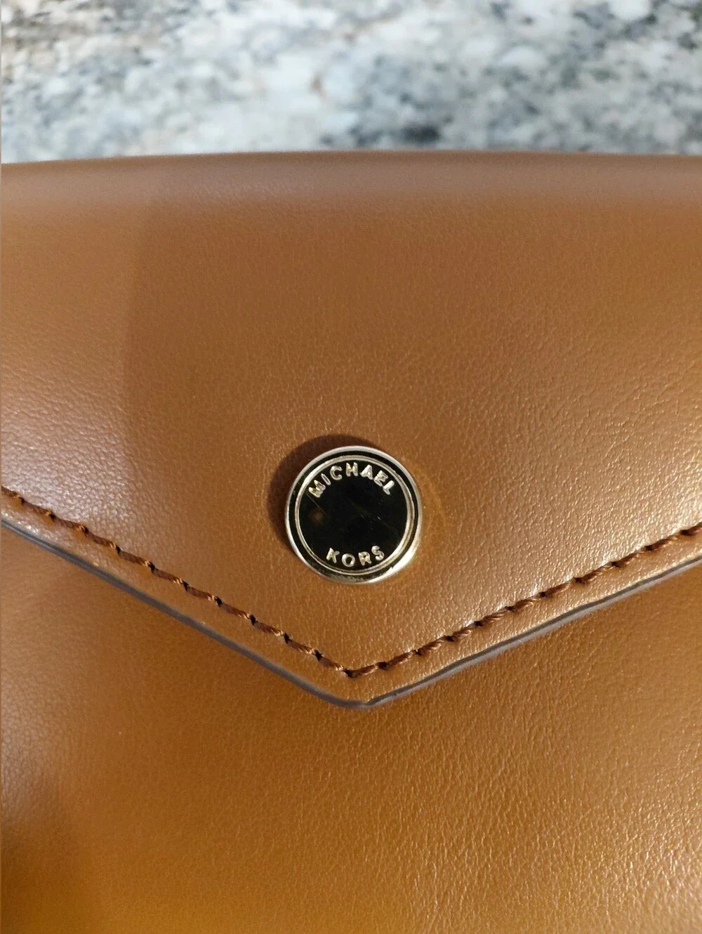 Michael Kors Tan Brown Leather Belt Double Pouch Wallet & Coin Pouch